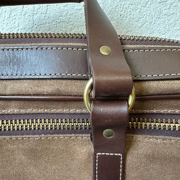 THE WHITE WING Bag Brown Canvas Leather Briefcase Messenger Crossbody Business - Picture 6 of 16